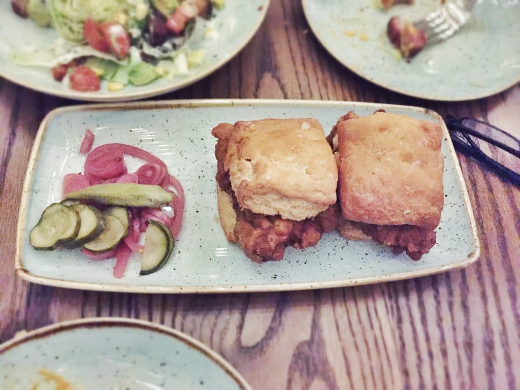 A Southern plate of fried chicken served with buttermilk biscuits